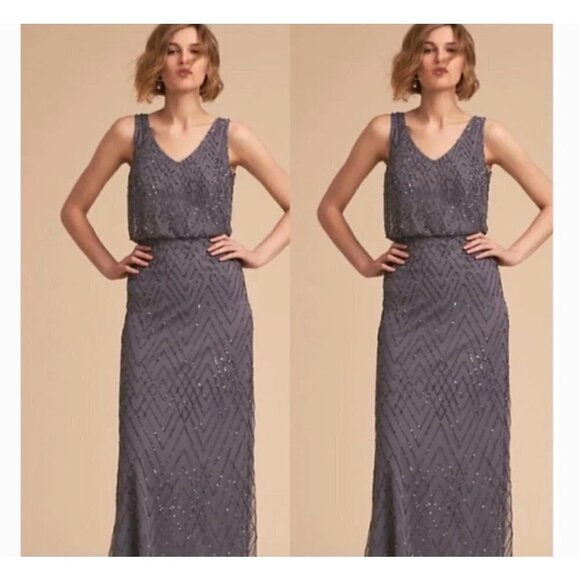 Anthropolgie x BHLDN Blaise Dress Hydrangea Beaded Maxi Sleeveless Dress Size US - Picture 1 of 13